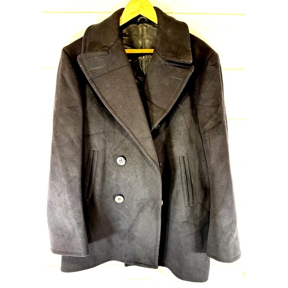 Pembroke Other - Vintage 1970 U.S. Navy Kersey Wool Black Pea Coat Jacket Size 40R Buttons